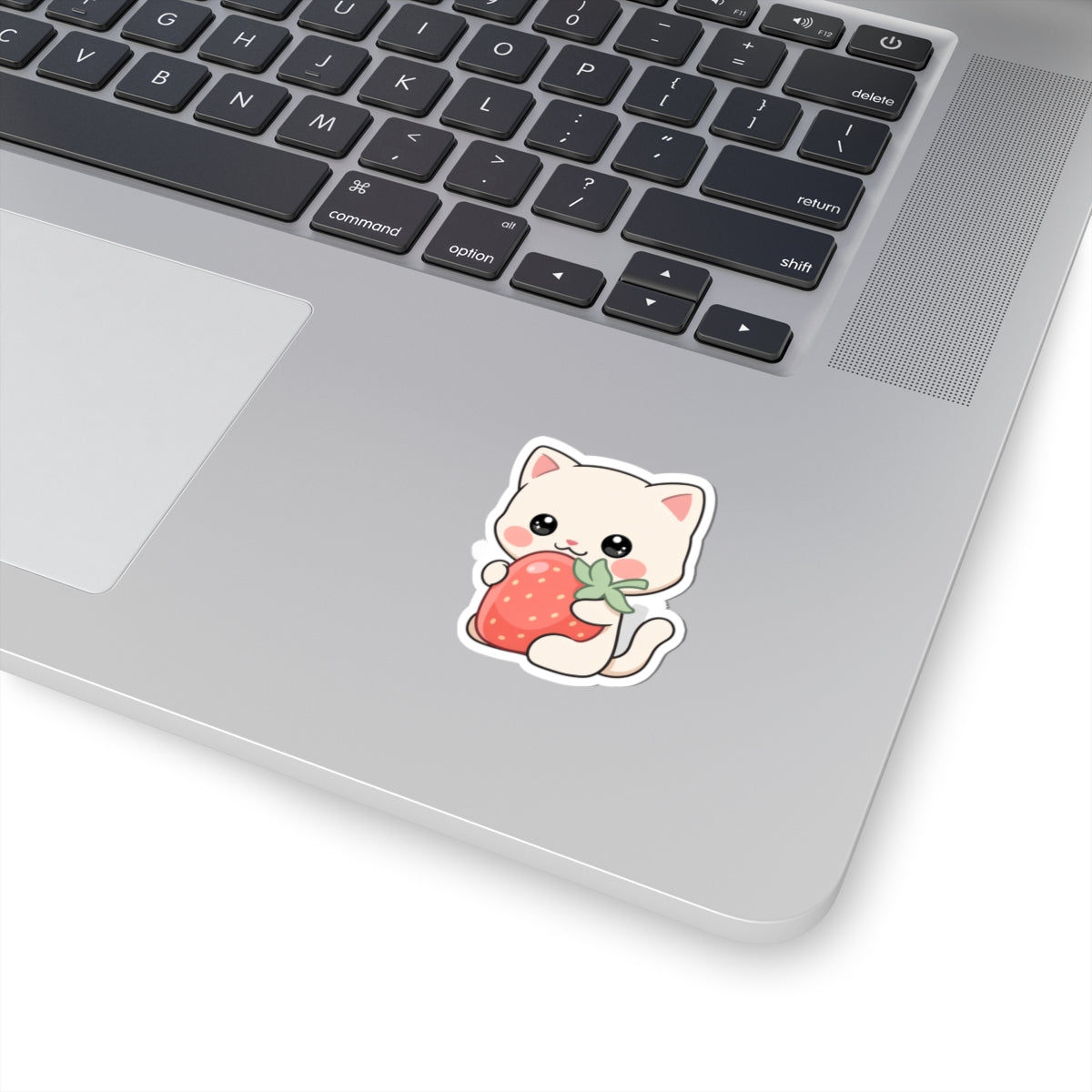 Kawaii Cat Strawberry Kiss-Cut Sticker for Cat Lovers