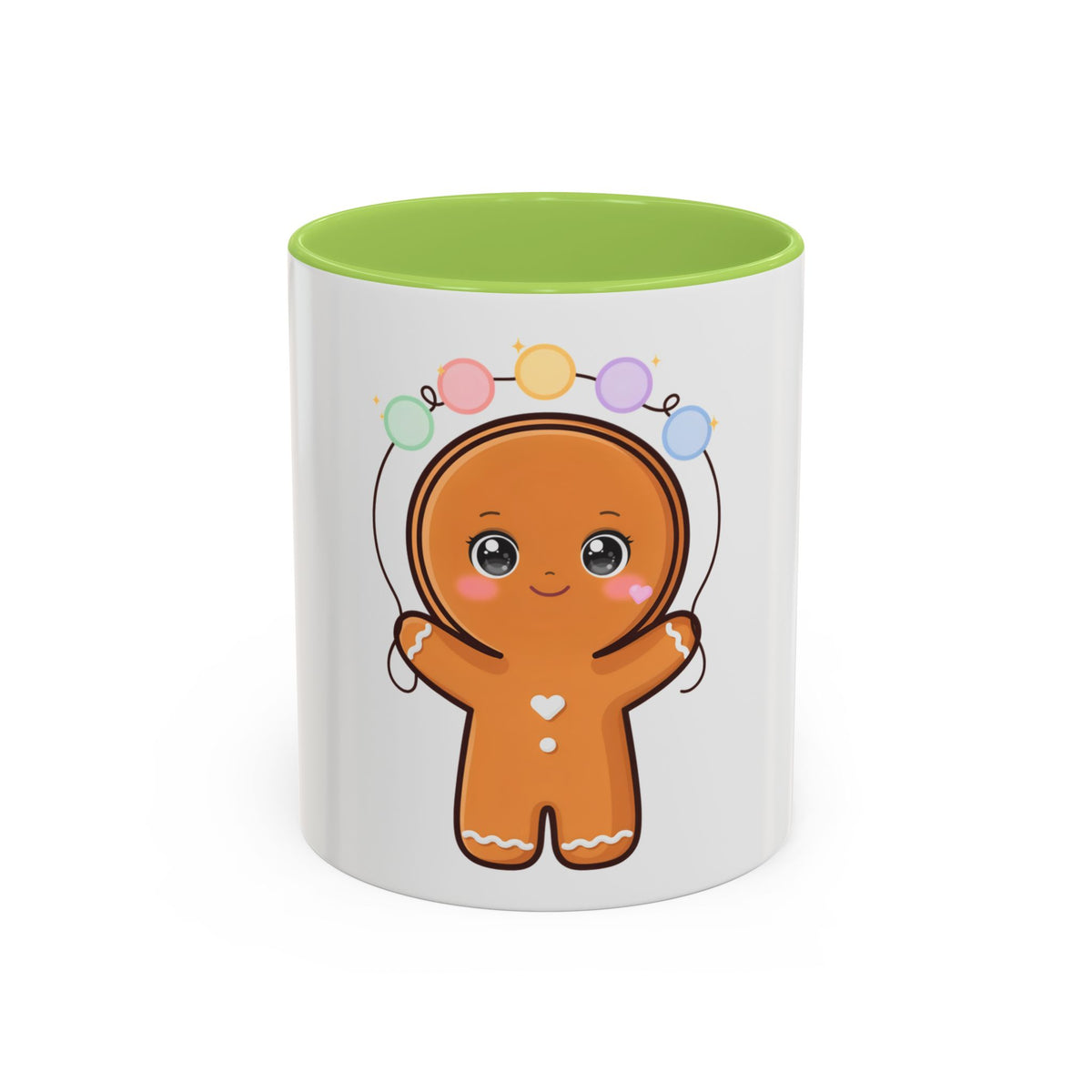 Gingerbread Man Accent Coffee Mug, Cute Kawaii Holiday Gift