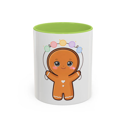 Gingerbread Man Accent Coffee Mug, Cute Kawaii Holiday Gift