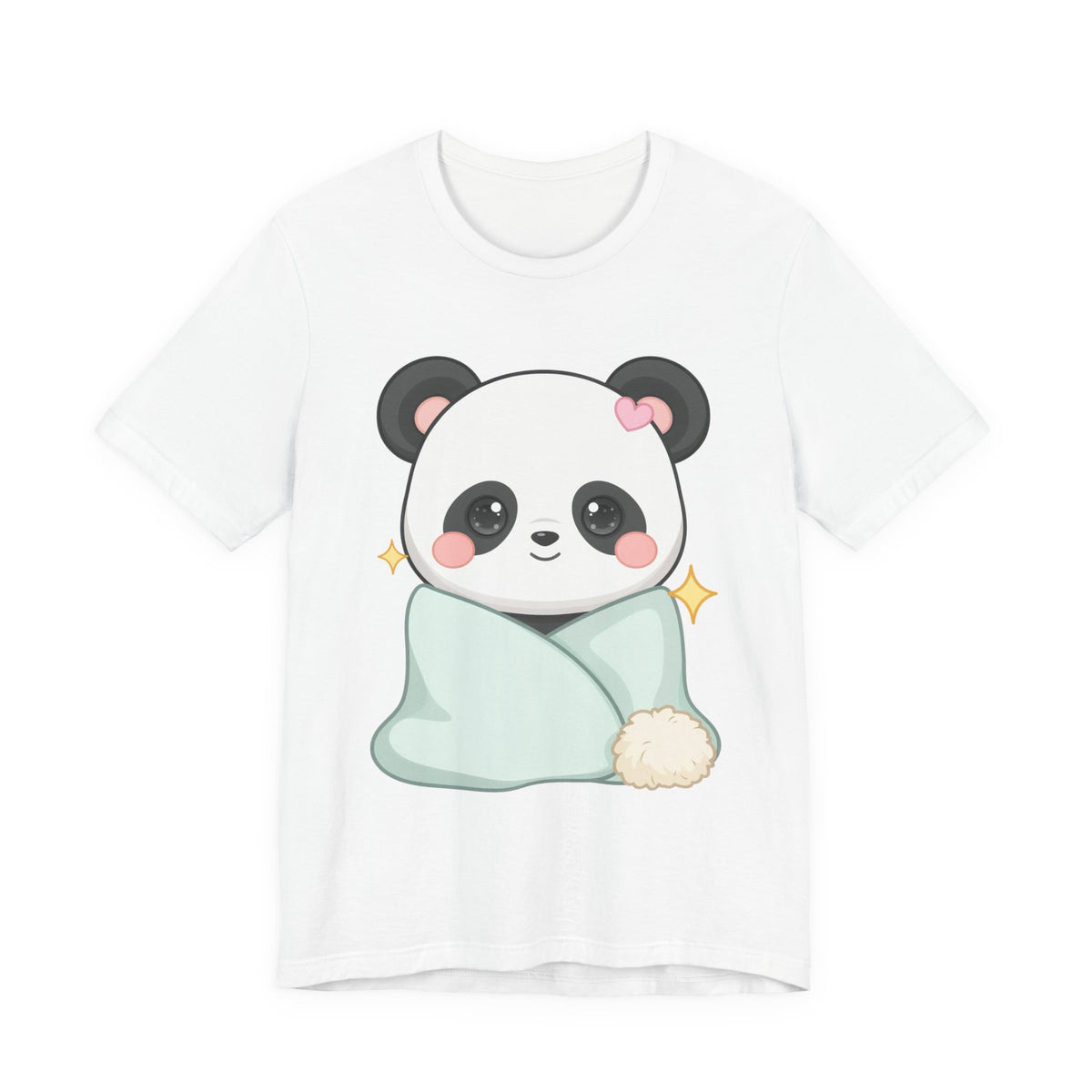 Kawaii Panda T-Shirt, Cozy Blanket Chibi Animal Tee