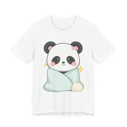 Kawaii Panda T-Shirt, Cozy Blanket Chibi Animal Tee