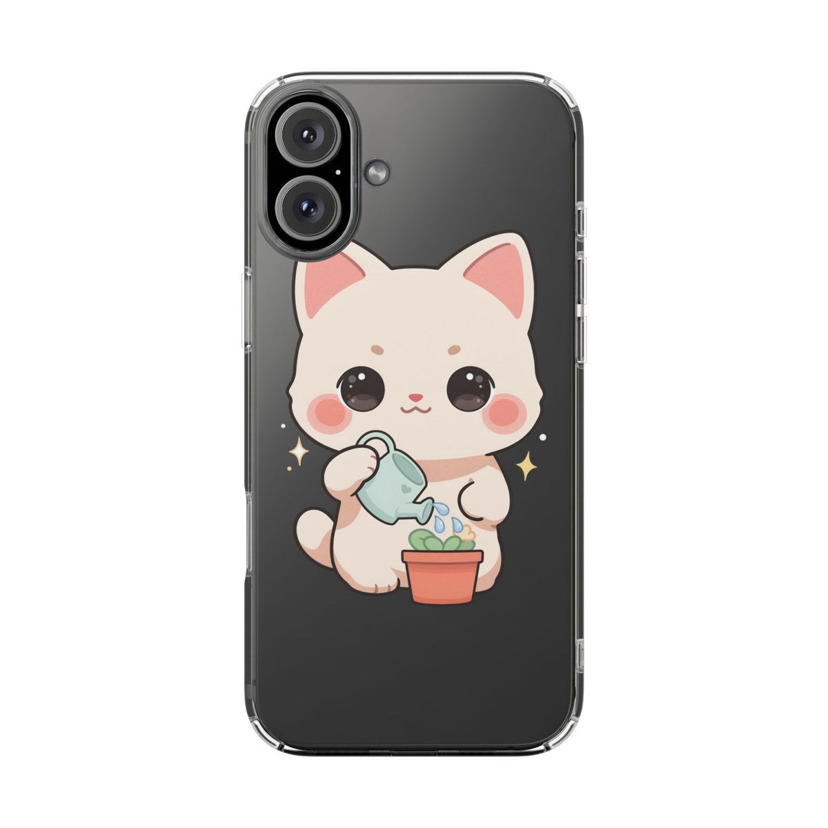 Kawaii Cat Phone Case, Cute Plant Lover Gift