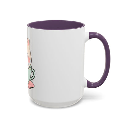Kawaii Cat Coffee Mug, Cute Cat in Teacup Accent Mug