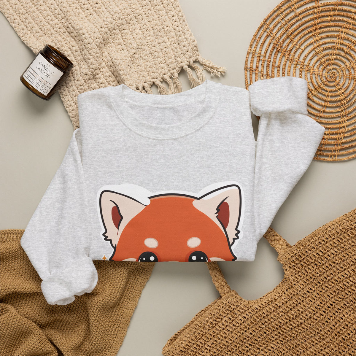 Kawaii Red Panda Sweatshirt, Cute Plant Lover Crewneck