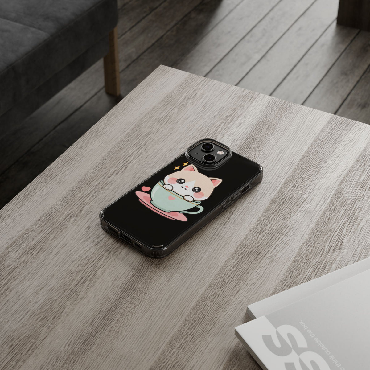 Kawaii Cat Phone Case, Cute Teacup Kitty Gift
