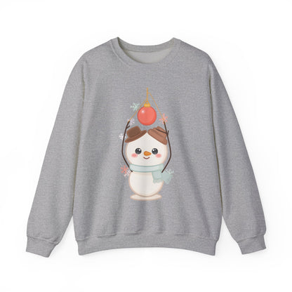 Cute Snowman Christmas Sweatshirt, Kawaii Holiday Crewneck