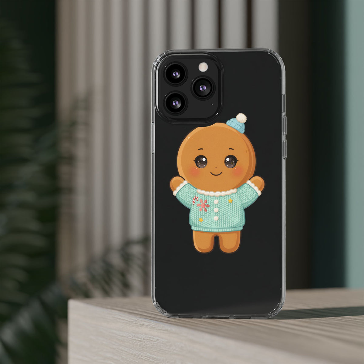 Kawaii Gingerbread Phone Case, Cute Christmas Sweater Cookie