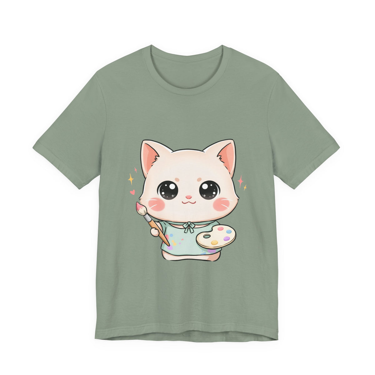 Kawaii Cat Artist T-Shirt for Creative Cat Lovers