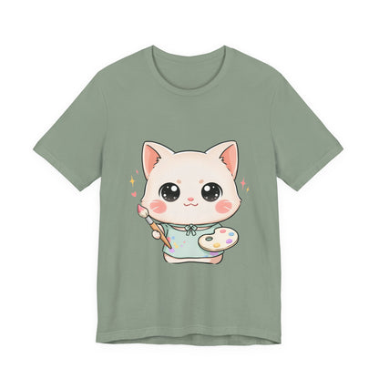 Kawaii Cat Artist T-Shirt for Creative Cat Lovers