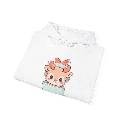 Kawaii Reindeer Hoodie, Gift Box Christmas Sweatshirt