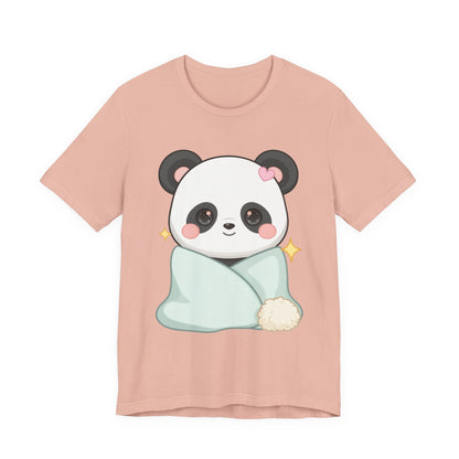 Kawaii Panda T-Shirt, Cozy Blanket Chibi Animal Tee