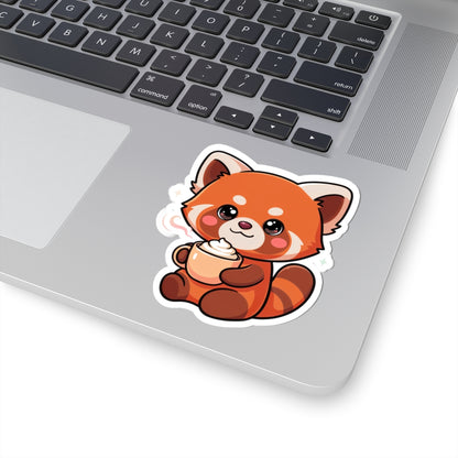 Kawaii Red Panda Latte Sticker for Coffee Lovers