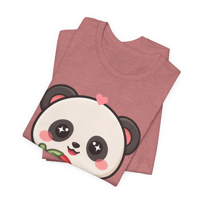 Kawaii Panda Strawberry T-Shirt – Sweet Chibi Animal Tee