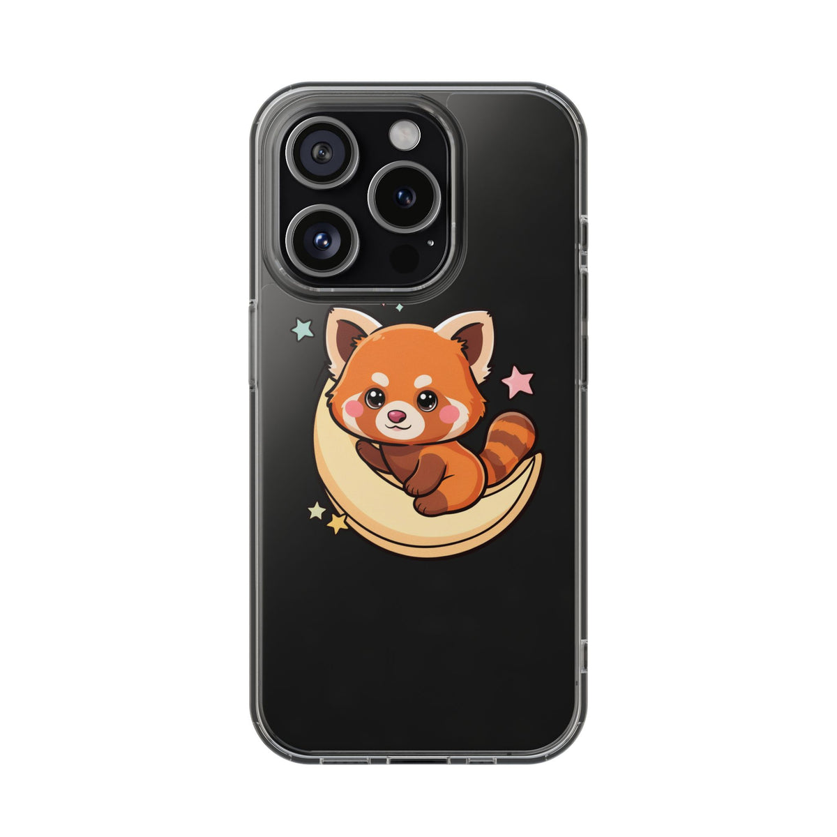 Red Panda Phone Case, Kawaii Moon Companion