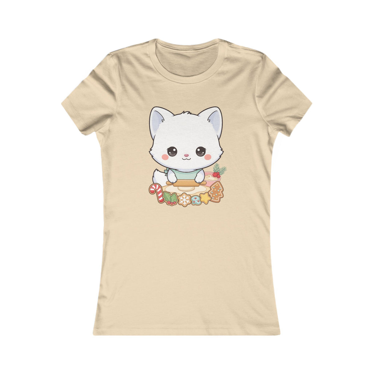 Kawaii Arctic Fox Christmas Tee for Cozy Holiday Bakers