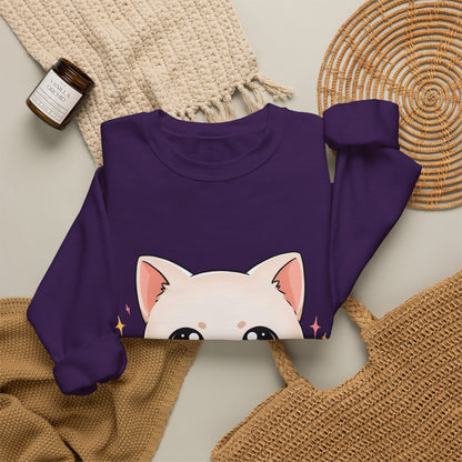 Kawaii Artist Cat Sweatshirt, Cute Creative Cat Lover Gift
