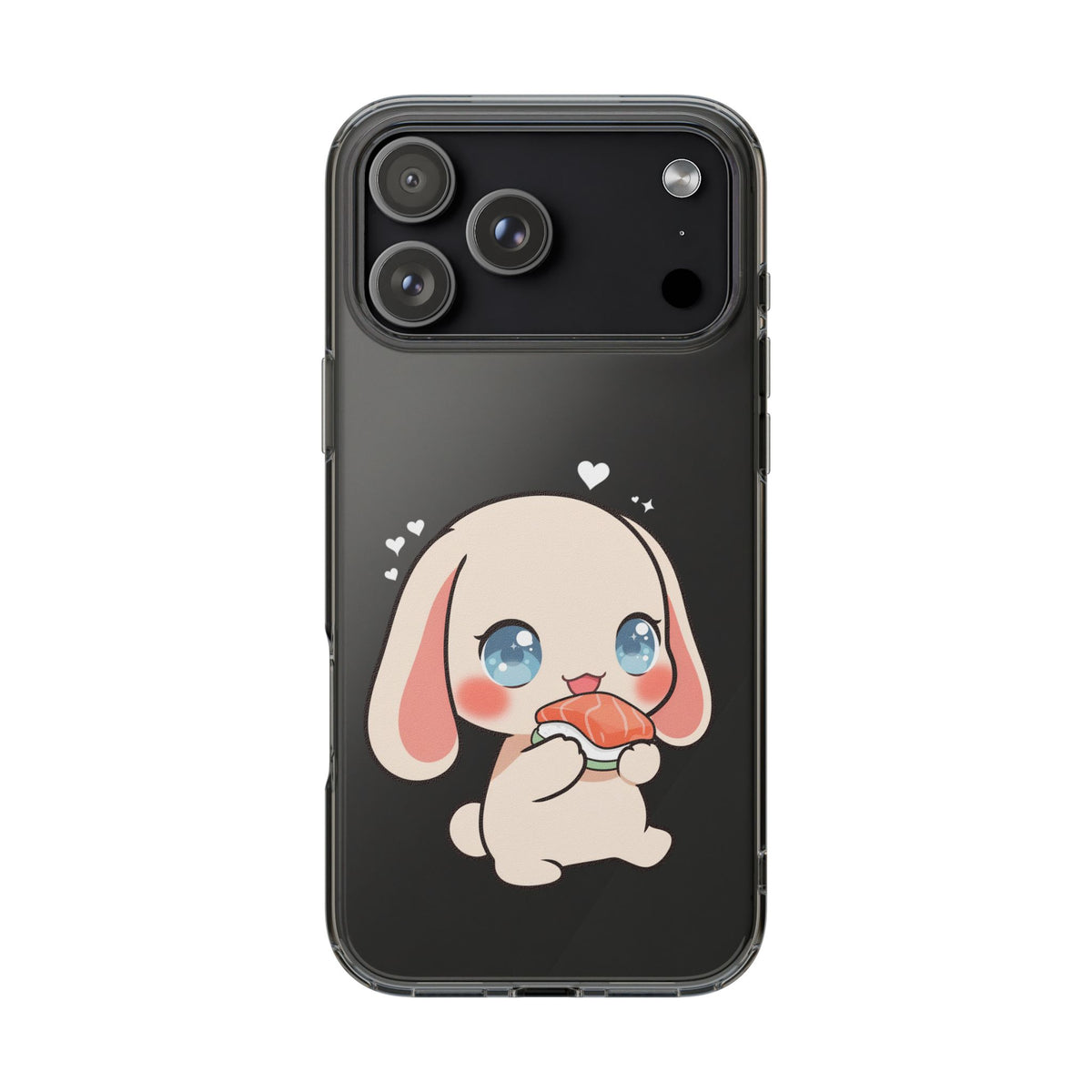 Kawaii Bunny Sushi Phone Case, Clear Impact-Resistant