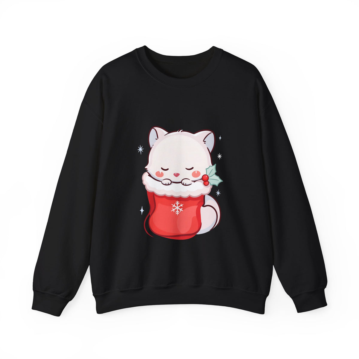Christmas Fox Sweatshirt, Kawaii Stocking Arctic Fox Gift