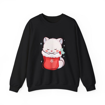 Christmas Fox Sweatshirt, Kawaii Stocking Arctic Fox Gift