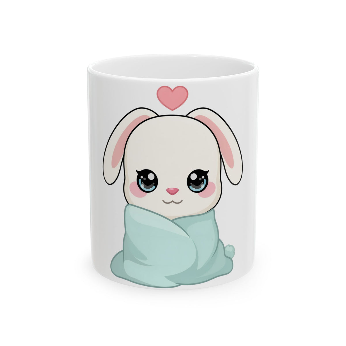 Kawaii Bunny Mug, Cozy Chibi Rabbit Ceramic Coffee Cup