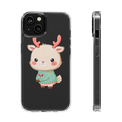 Kawaii Reindeer Clear Impact-Resistant Phone Case