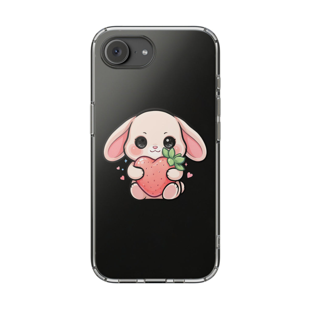 Kawaii Bunny Strawberry Phone Case, Clear Impact-Resistant