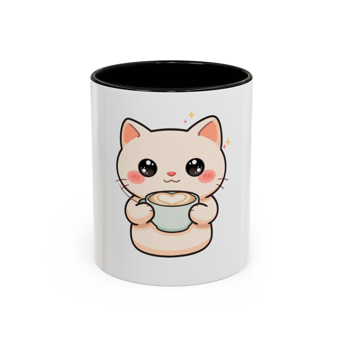 Kawaii Cat Coffee Mug, Cute Latte Accent Mug