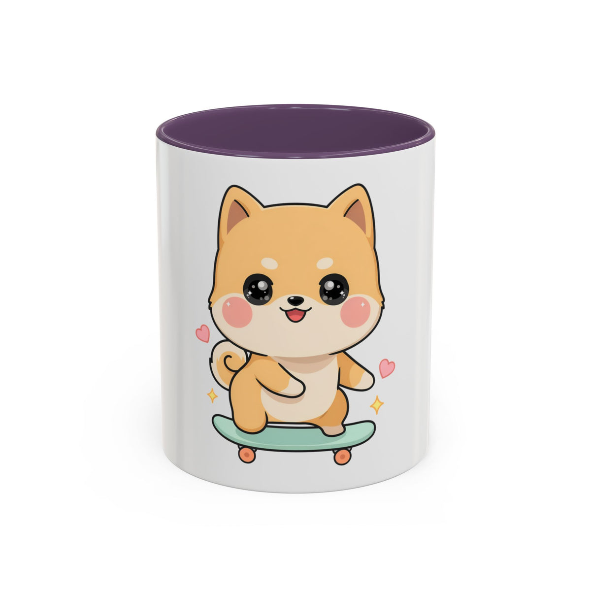 Kawaii Shiba Inu Skateboard Mug, Cute Accent Coffee Mug