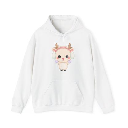 Kawaii Reindeer Hoodie, Cozy Cute Winter Sweatshirt