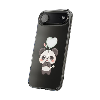 Kawaii Panda Clear Phone Case with Balloon