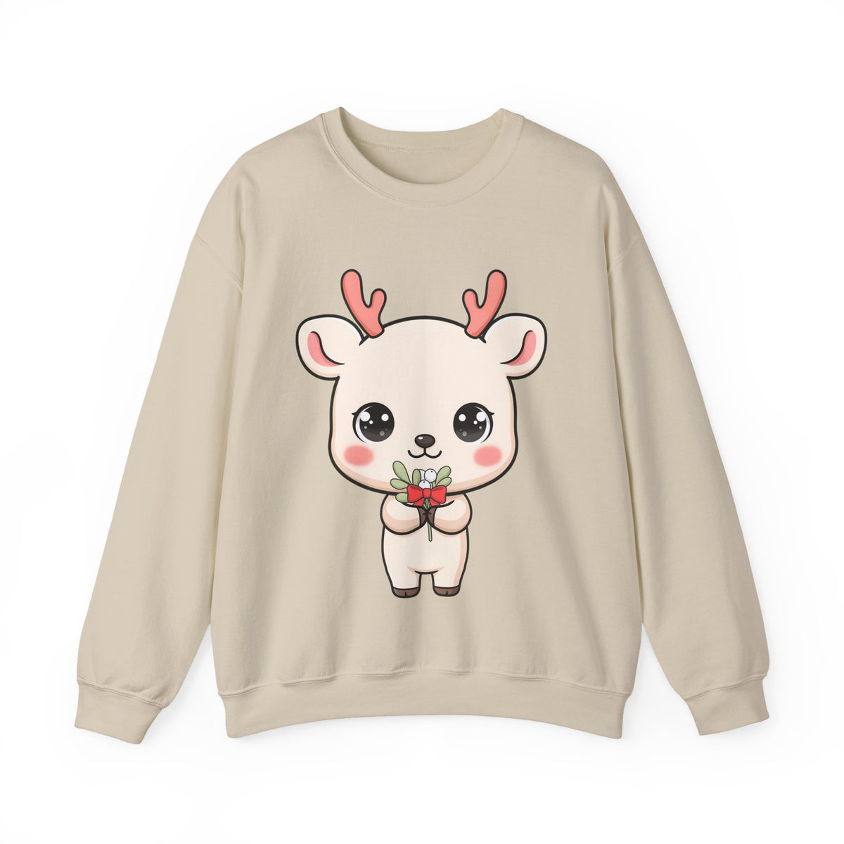 Kawaii Reindeer Sweatshirt, Cute Christmas Crewneck