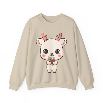 Kawaii Reindeer Sweatshirt, Cute Christmas Crewneck