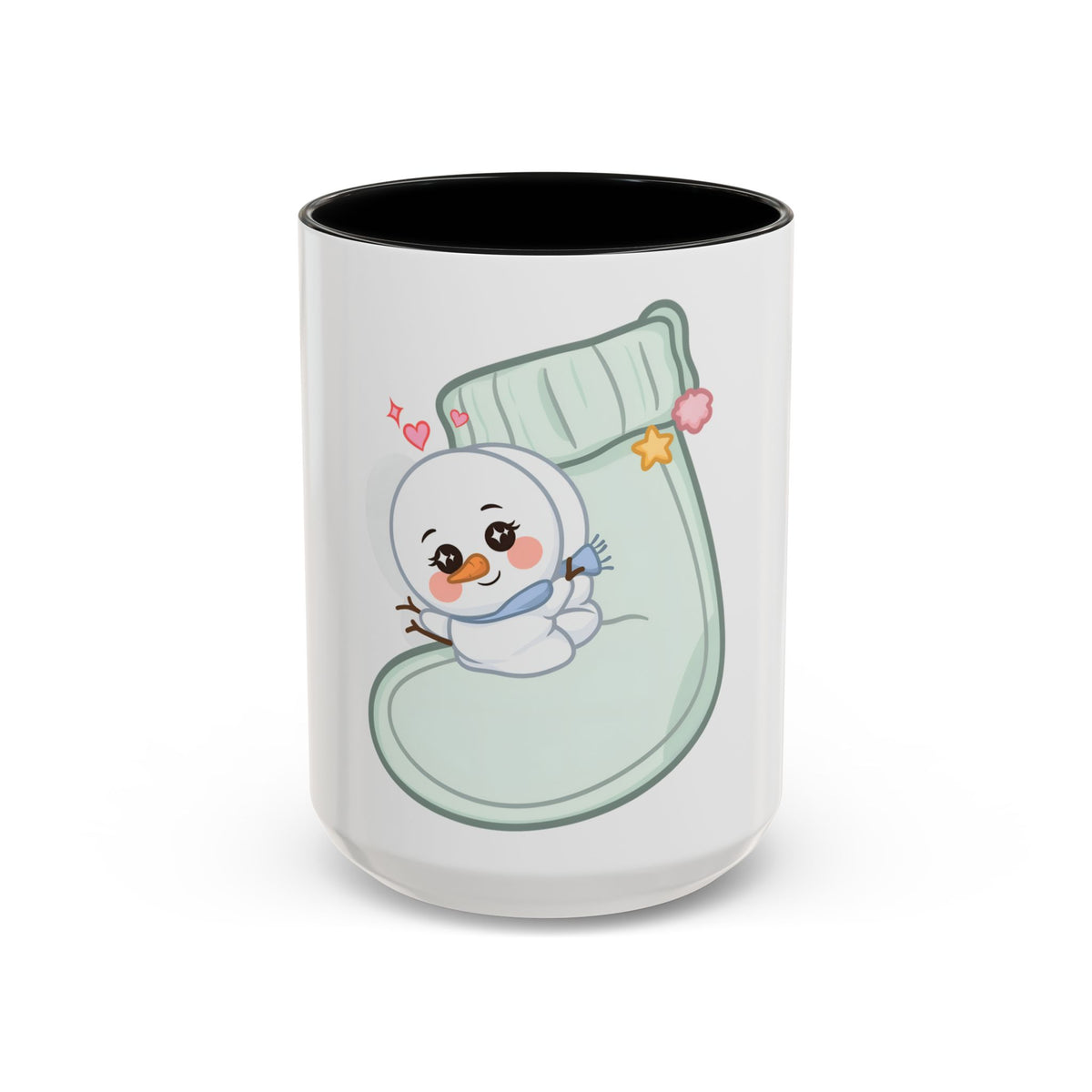 Christmas Snowman Accent Coffee Mug, Cute Holiday Gift