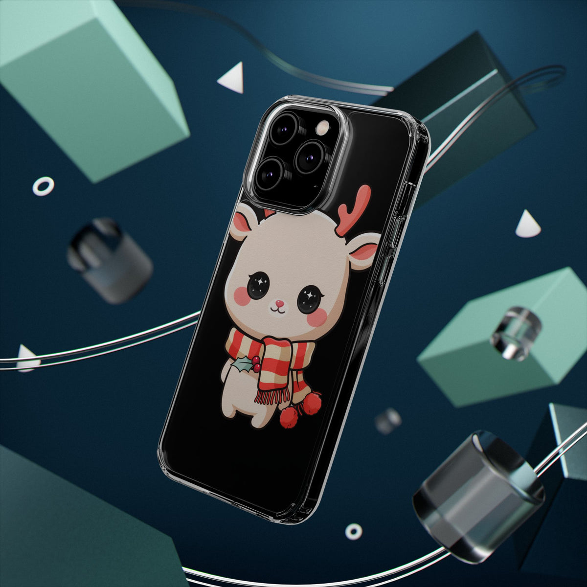 Christmas Reindeer Phone Case, Cute Kawaii Holiday Gift