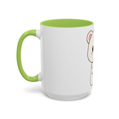 Kawaii Polar Bear Christmas Mug with Mistletoe
