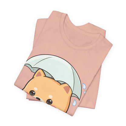 Kawaii Shiba Inu Umbrella T-Shirt for Rainy Day Fans