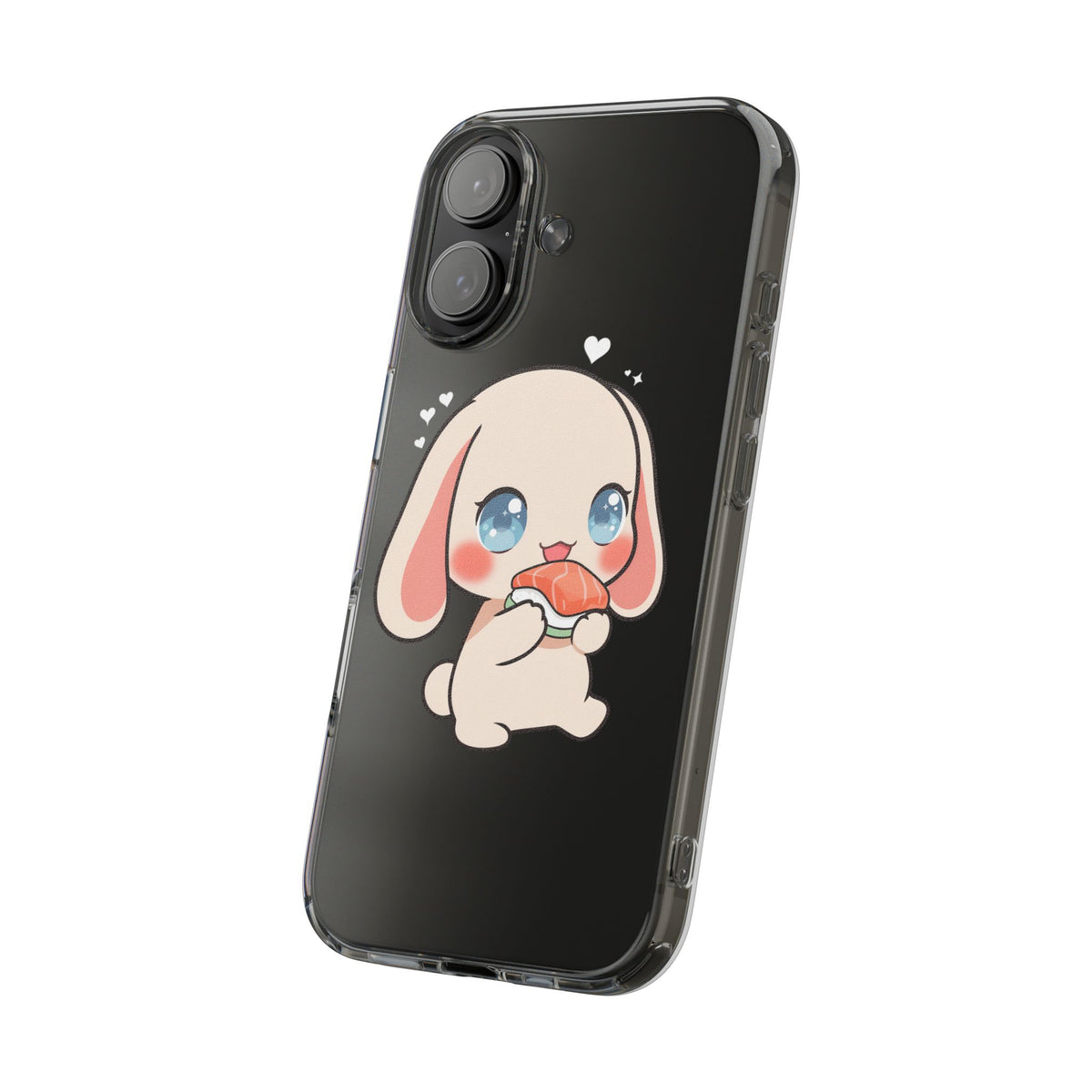 Kawaii Bunny Sushi Phone Case, Clear Impact-Resistant