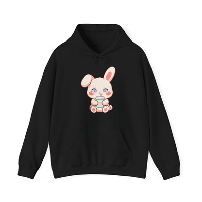 Kawaii Bunny Latte Hoodie, Cute Coffee Lover Sweatshirt