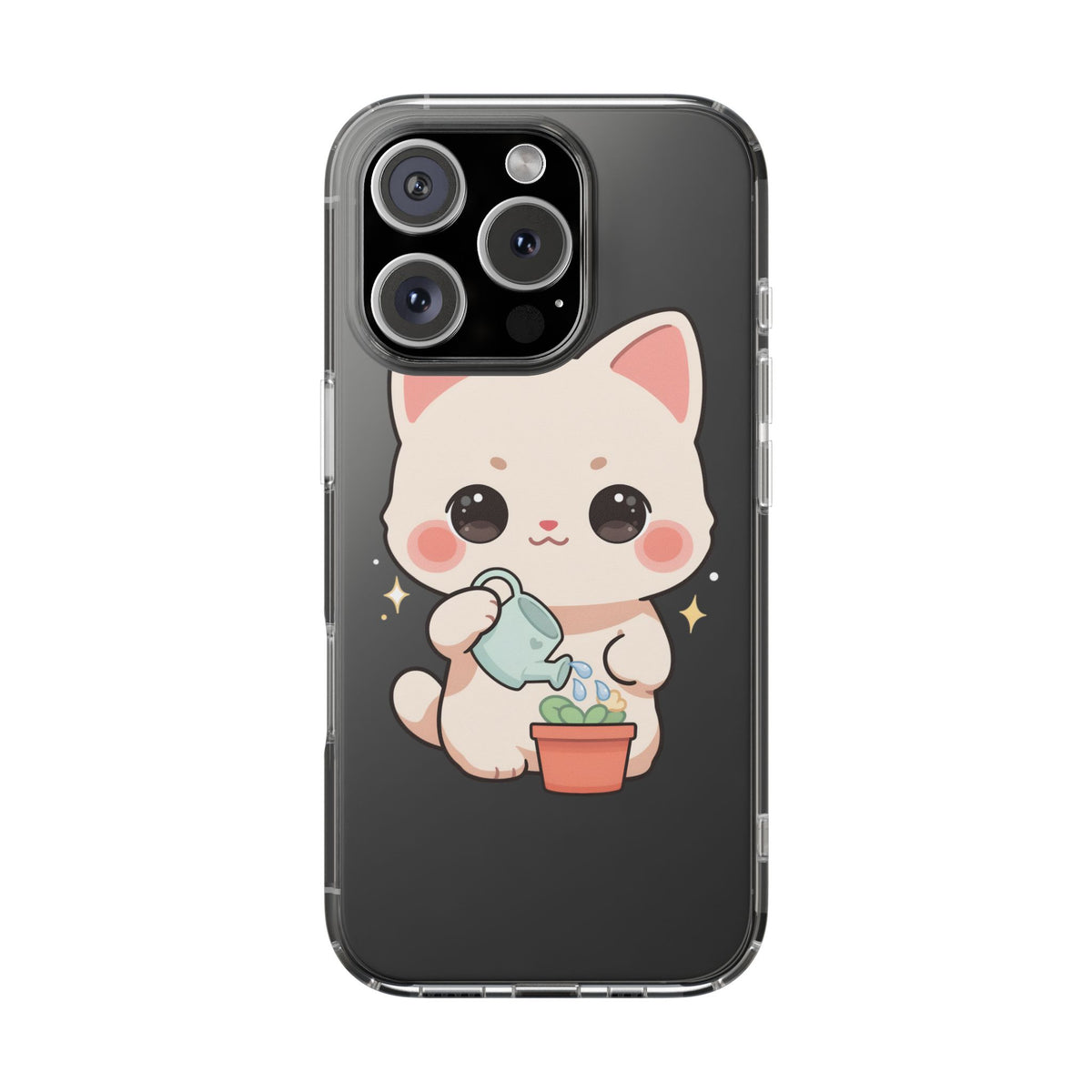 Kawaii Cat Phone Case, Cute Plant Lover Gift