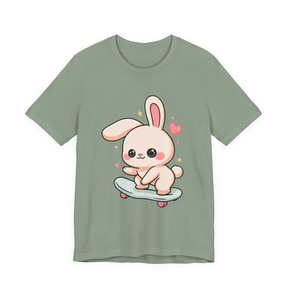 Kawaii Bunny Skateboard T-Shirt for Cute Style Fans