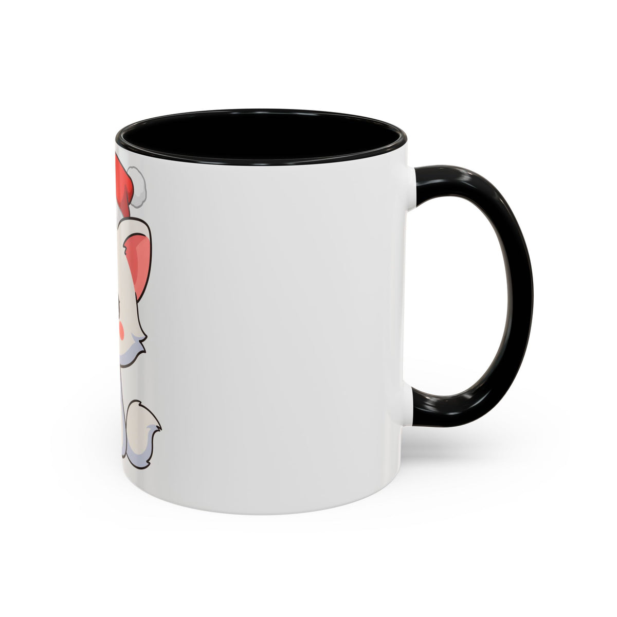 Kawaii Arctic Fox Christmas Mug, Cute Santa Fox Accent Coffee Mug