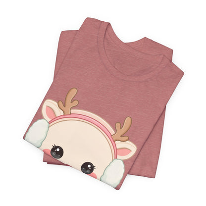 Kawaii Reindeer T-Shirt, Cute Winter Animal Tee