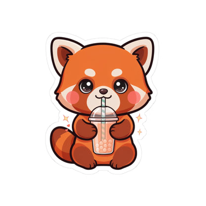 Kawaii Red Panda Bubble Tea Sticker for Boba Lovers