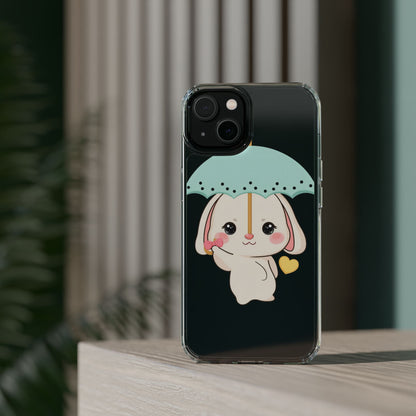 Kawaii Bunny Phone Case with Umbrella | Cute Clear Case