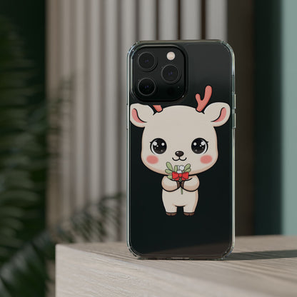 Kawaii Christmas Reindeer Clear Phone Case Gift