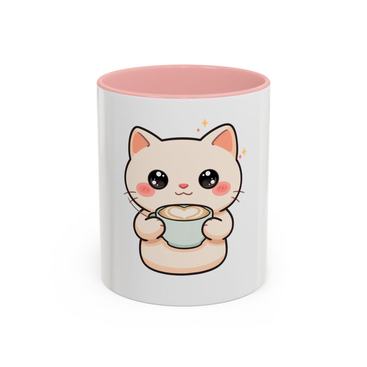 Kawaii Cat Coffee Mug, Cute Latte Accent Mug