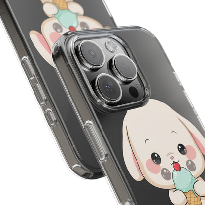 Kawaii Bunny Phone Case, Ice Cream Cutie Clear Case