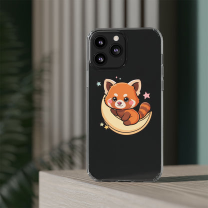 Red Panda Phone Case, Kawaii Moon Companion
