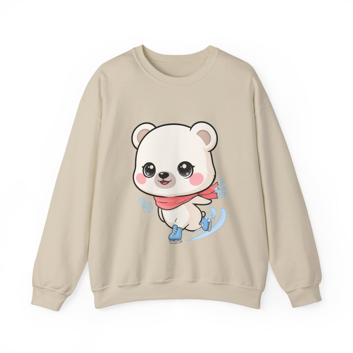 Cute Polar Bear Sweatshirt, Kawaii Ice Skating Cub