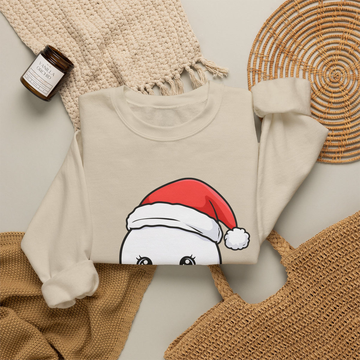 Kawaii Snowman Christmas Sweatshirt, Cute Holiday Gift